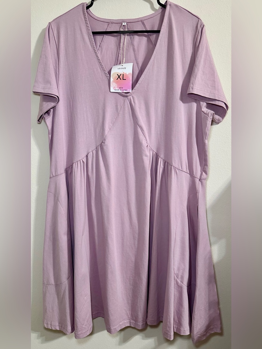 NWT- Fashion Clothing Women’s V-Neck Short Babydoll Dress - Mauve, XL